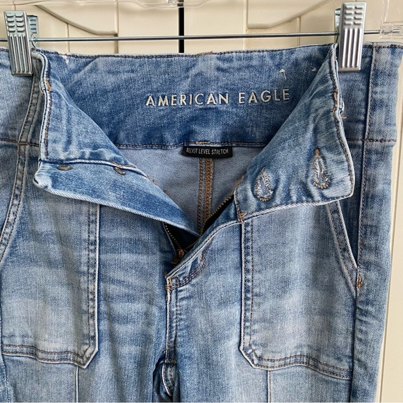 American Eagle Super Hi-Rise Jegging Medium Wash Next Level Stretch Size 0 - Picture 6 of 15